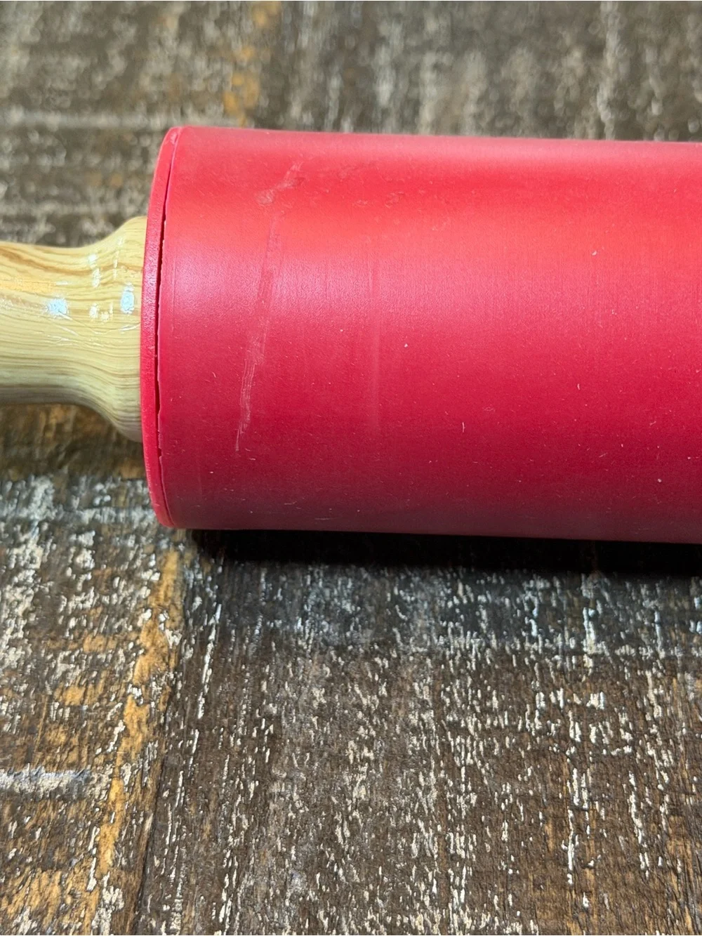 Red Silicone Rolling Pin with Wooden Handles - Home Accents